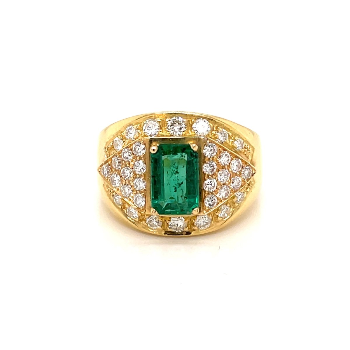 Retro Colombian Emerald Diamond Cocktail Ring - Castafiore