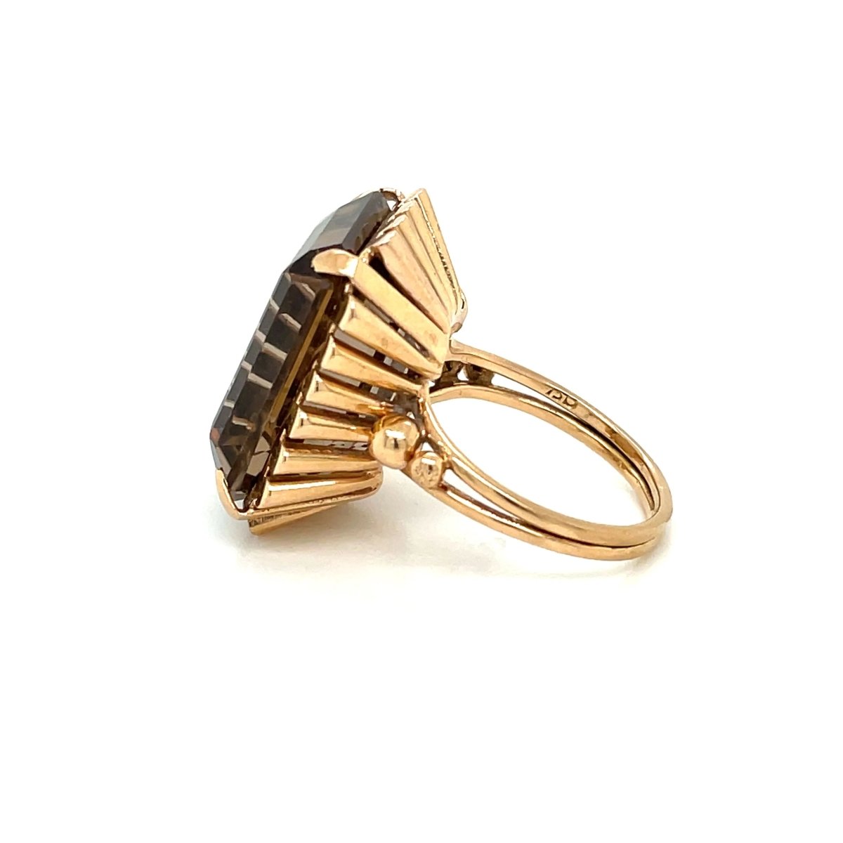 Retro Quartz Fumé Gold Ring - Castafiore