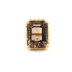 Retro Quartz Fumé Gold Ring - Castafiore