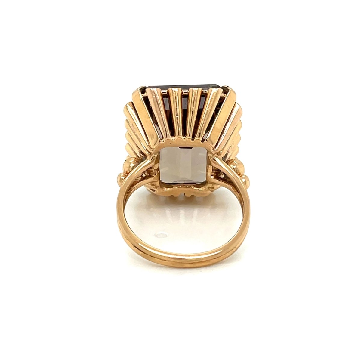 Retro Quartz Fumé Gold Ring - Castafiore