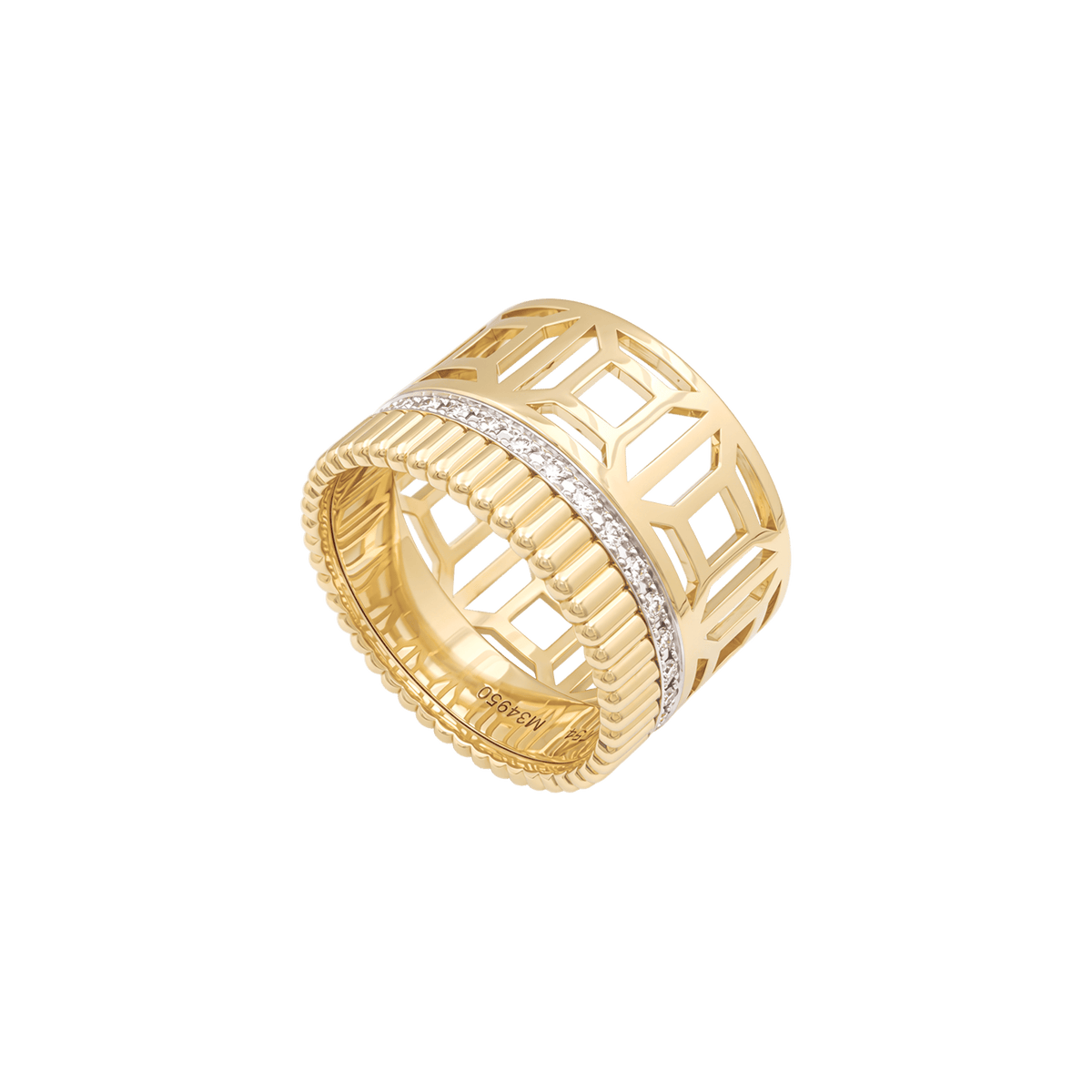 Bague Boucheron "Quatre Radiant Edition Ajourée", or jaune, or blanc, diamants.
