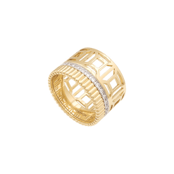 Bague Boucheron "Quatre Radiant Edition Ajourée", or jaune, or blanc, diamants.
