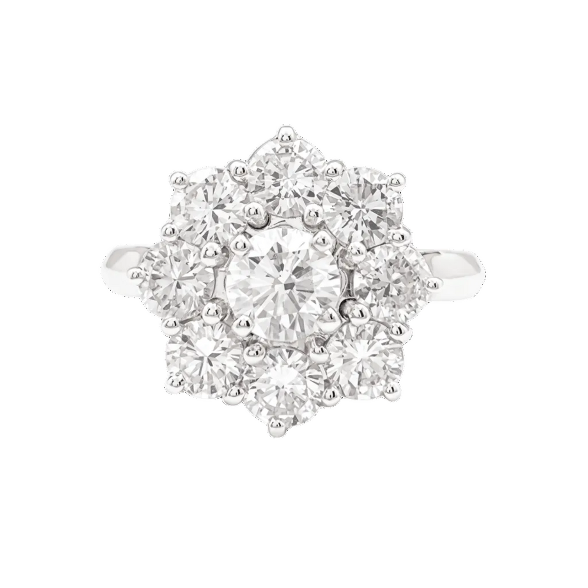 Bague Marguerite en or blanc et platine, sertie de diamants.