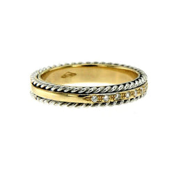Rope Design Diamond Gold Band Ring - Castafiore