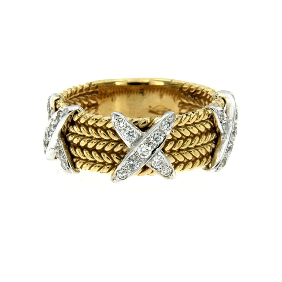 Rope Design Diamond Gold Band Ring - Castafiore