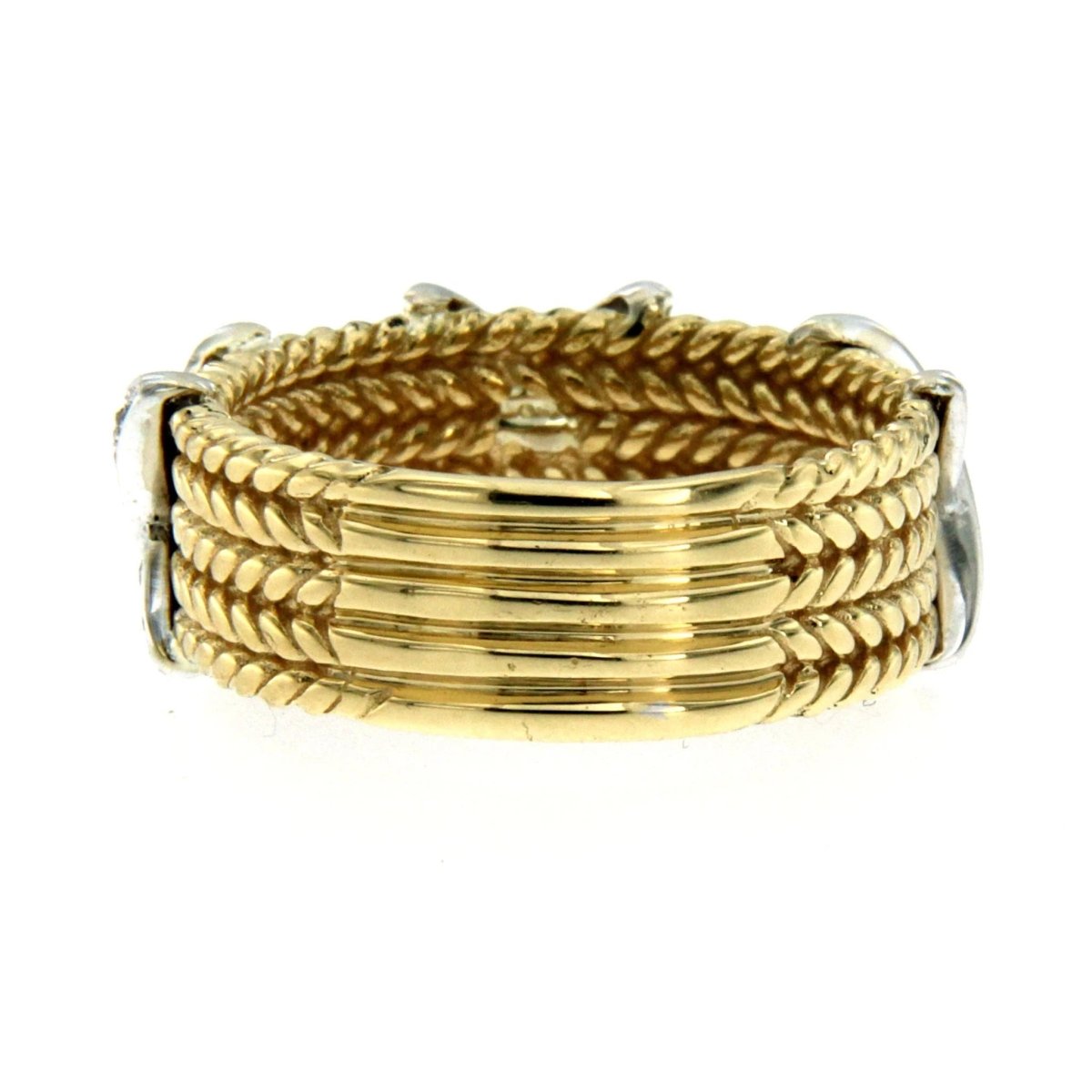 Rope Design Diamond Gold Band Ring - Castafiore