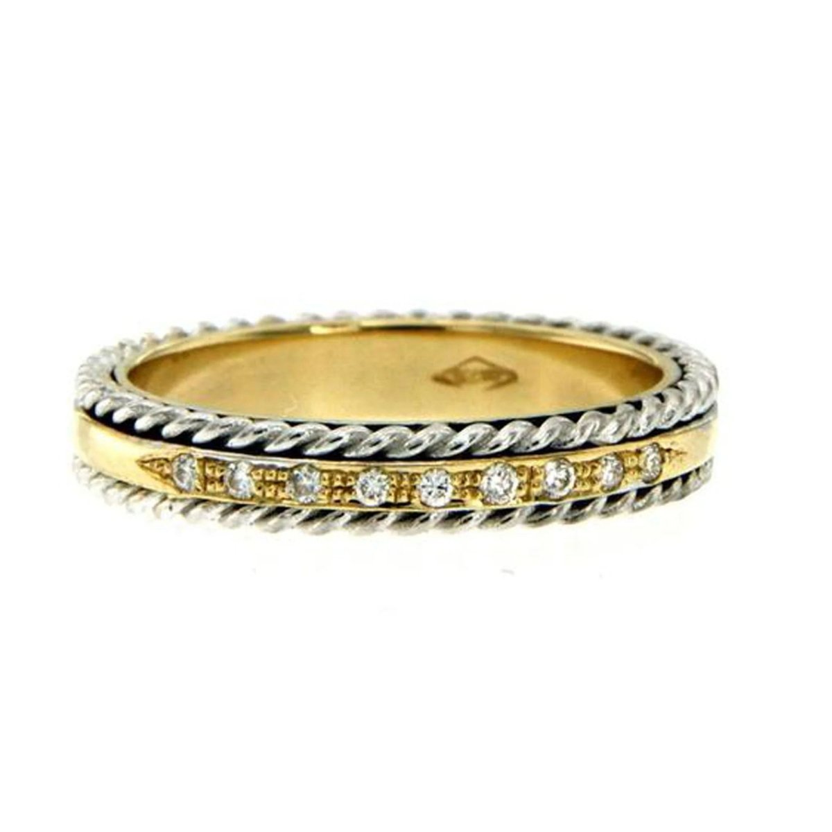 Rope Design Diamond Gold Band Ring - Castafiore