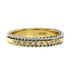 Rope Design Diamond Gold Band Ring - Castafiore