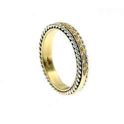 Rope Design Diamond Gold Band Ring - Castafiore