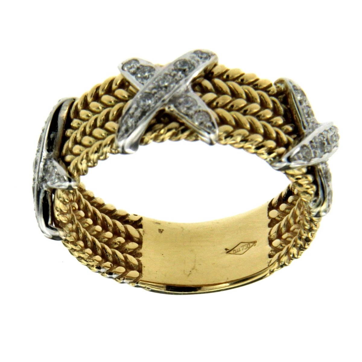 Rope Design Diamond Gold Band Ring - Castafiore