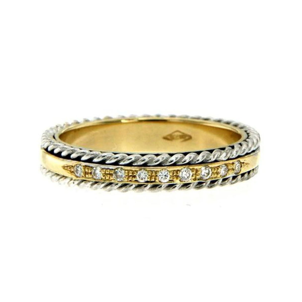 Rope Design Diamond Gold Band Ring - Castafiore