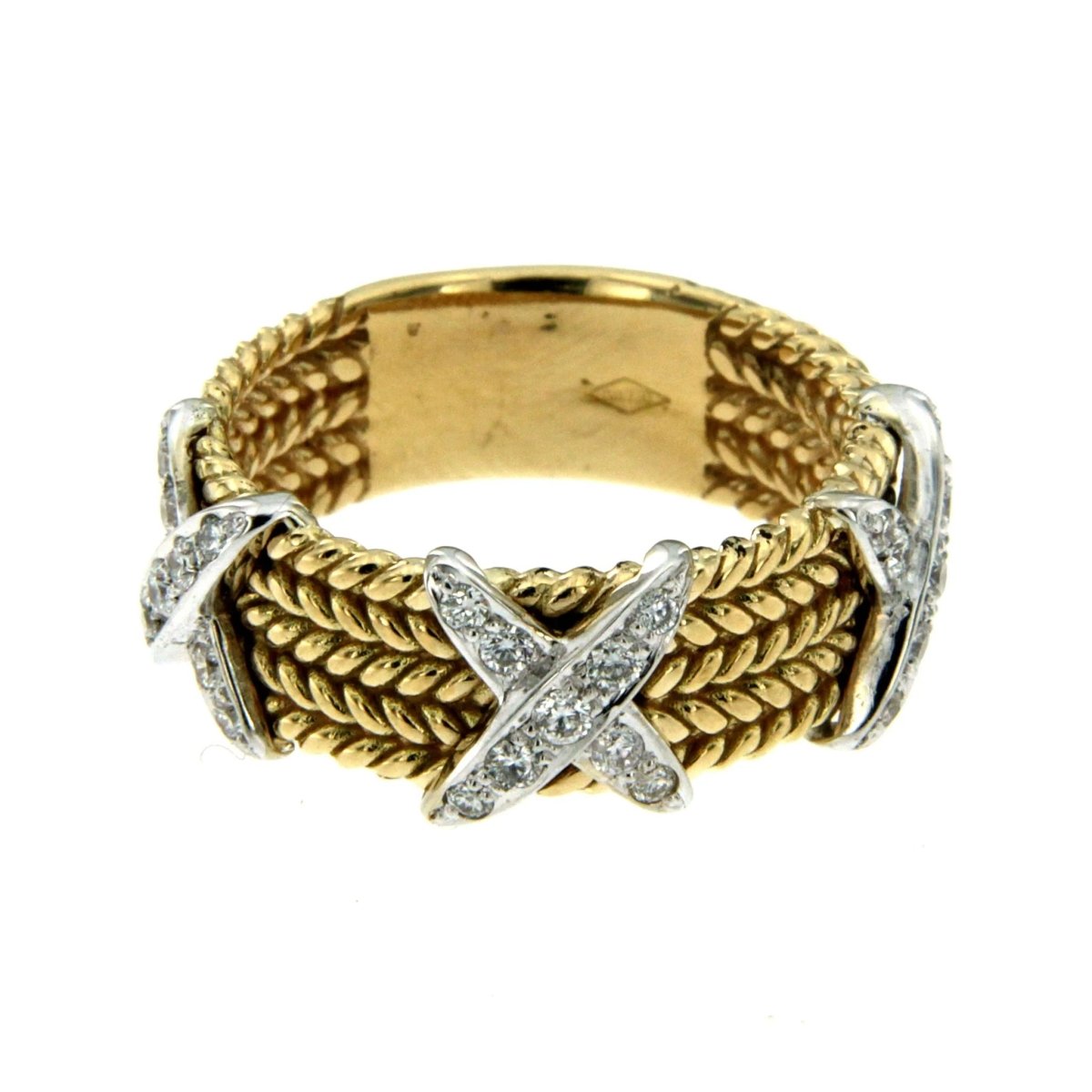 Rope Design Diamond Gold Band Ring - Castafiore