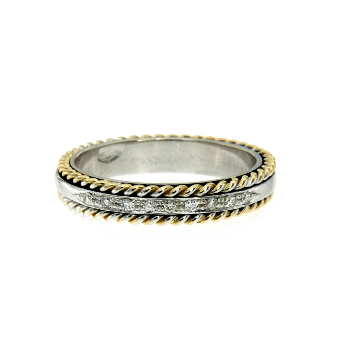 Rope Motif Diamond Gold Band Ring - Castafiore