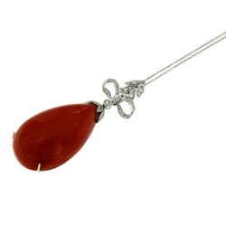 Sardinian Coral Diamond Drop Gold Pendant - Castafiore
