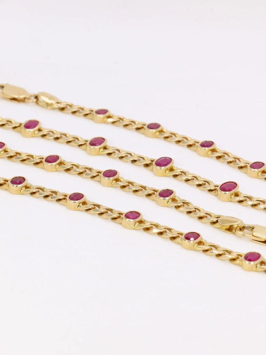 Sautoir à transformation vintage en or jaune et rubis ovales - Castafiore