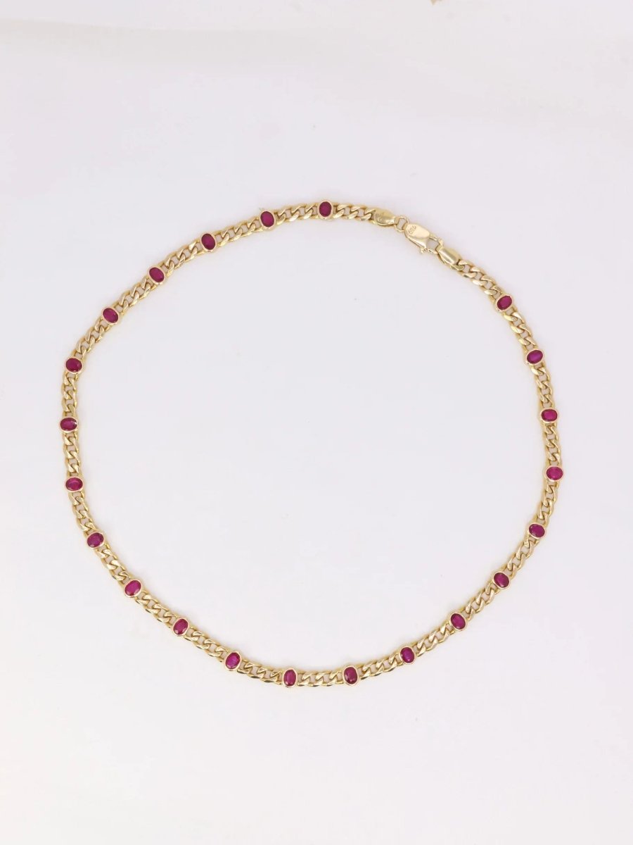 Sautoir à transformation vintage en or jaune et rubis ovales - Castafiore