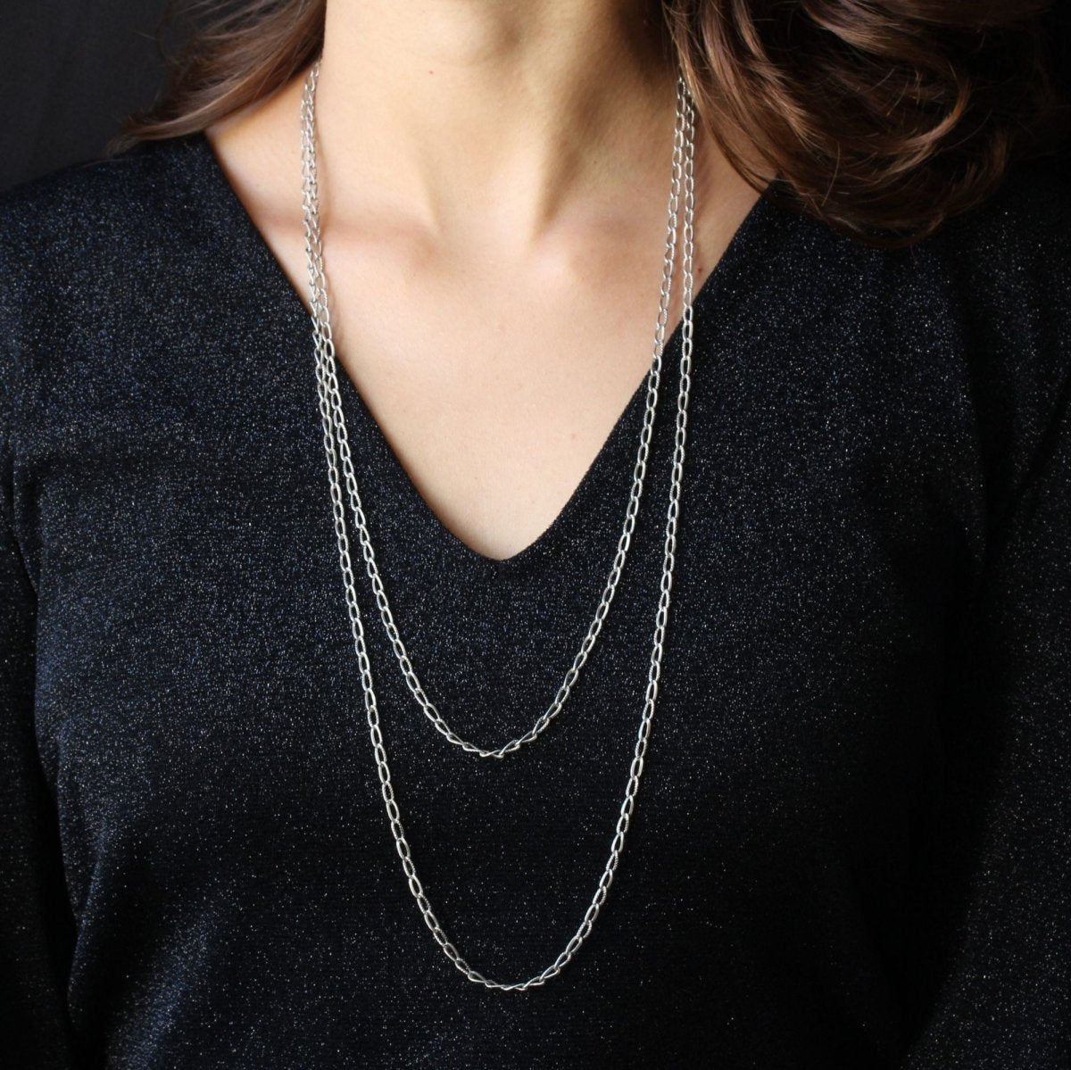 Sautoir ANCIEN Maille ciselée en argent - Castafiore