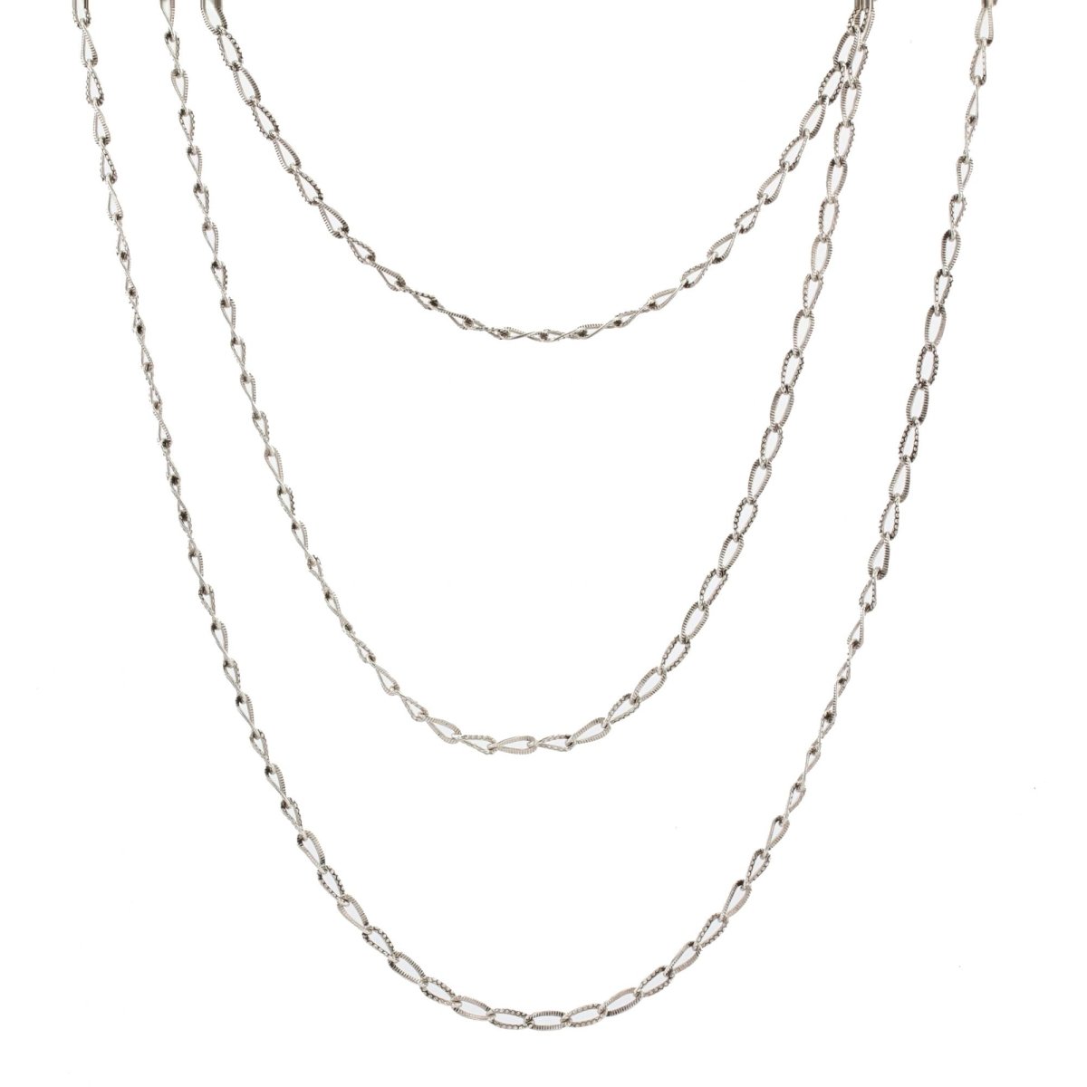 Sautoir ANCIEN Maille ciselée en argent - Castafiore