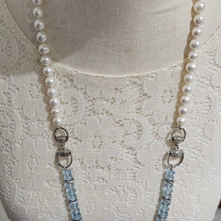 Sautoir de perles et topazes bleues naturelles - Castafiore