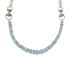 Sautoir de perles et topazes bleues naturelles - Castafiore