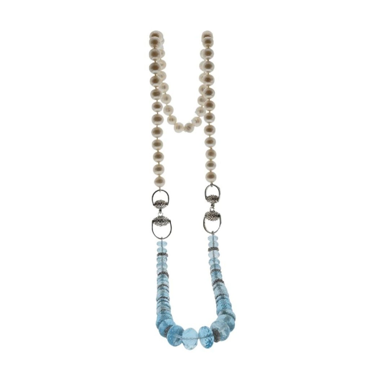 Sautoir de perles et topazes bleues naturelles - Castafiore