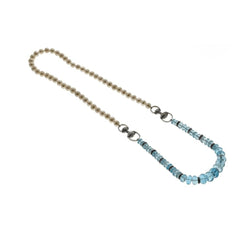 Sautoir de perles et topazes bleues naturelles - Castafiore