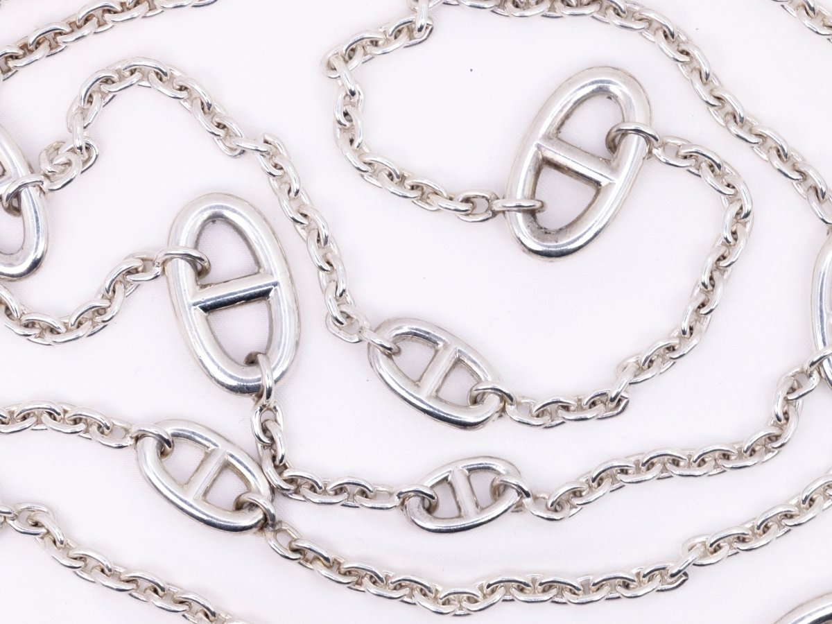 Sautoir Hermès vintage chaîne d’ancre, modèle farandole en argent - Castafiore