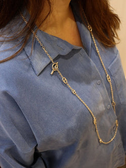 Sautoir Hermès vintage chaîne d’ancre, modèle farandole en argent - Castafiore