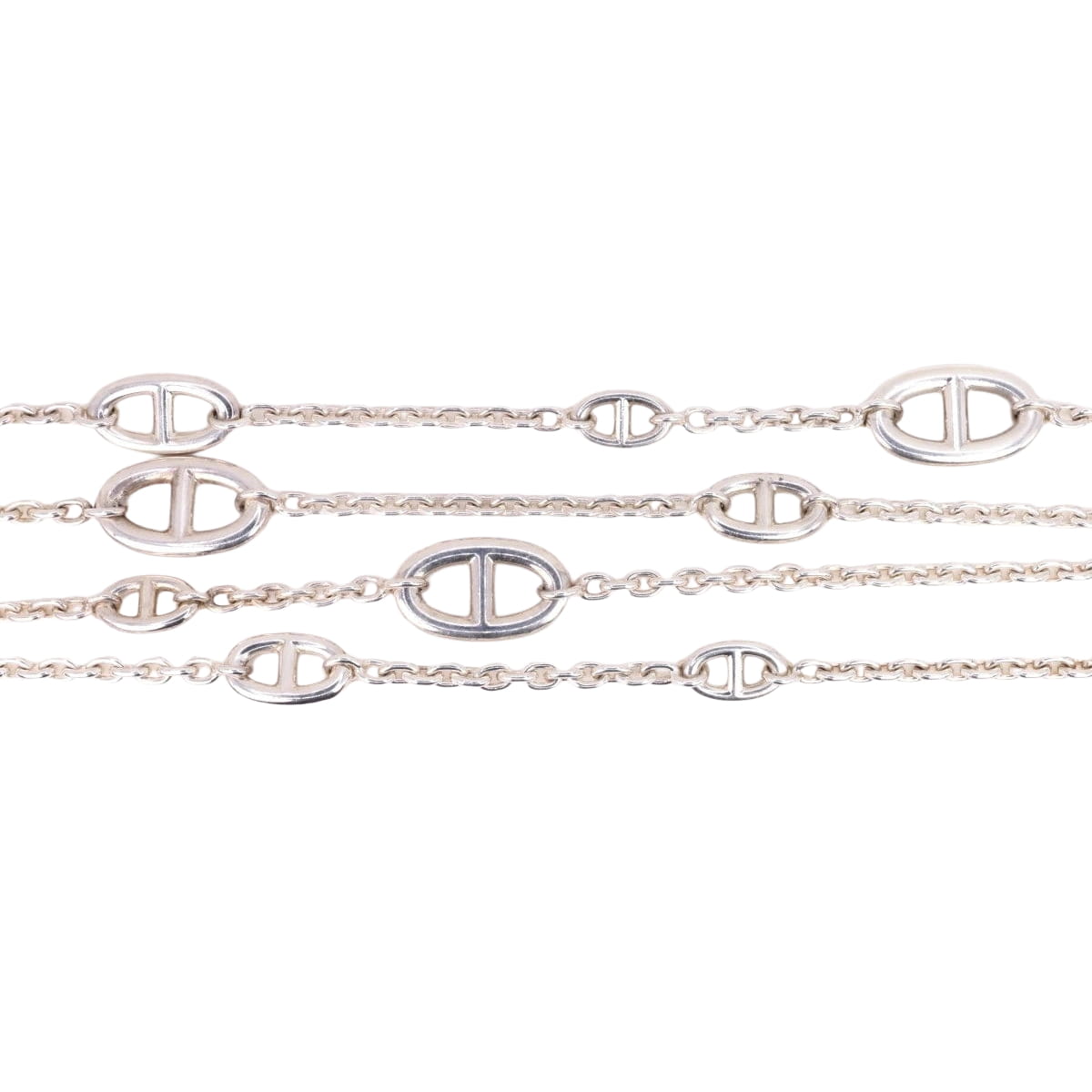 Sautoir Hermès vintage chaîne d’ancre, modèle farandole en argent - Castafiore