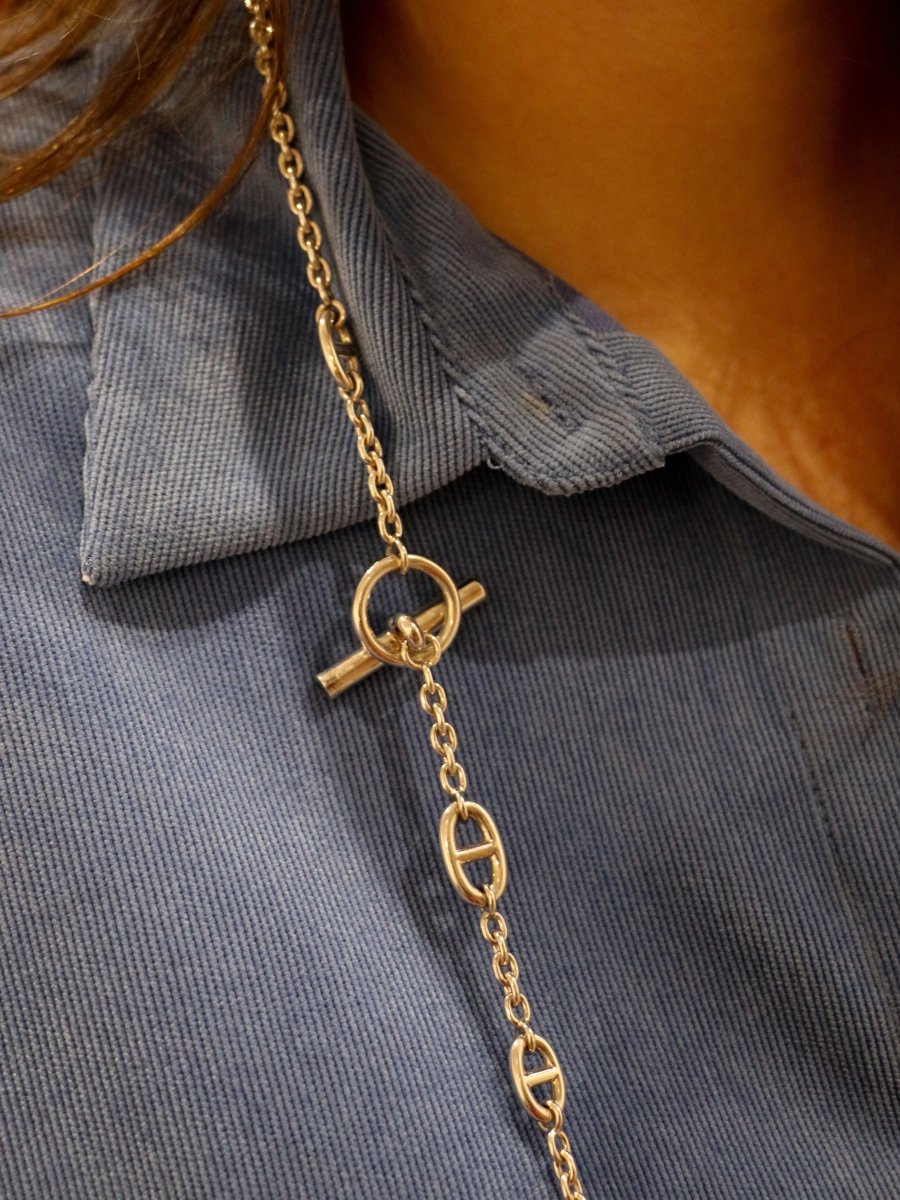 Sautoir Hermès vintage chaîne d’ancre, modèle farandole en argent - Castafiore