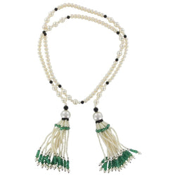 Sautoir perles, émeraudes et onyx - Castafiore