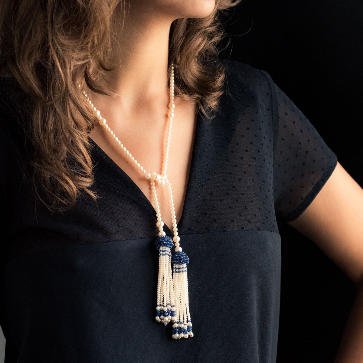 Sautoir Perles et Saphirs - Castafiore
