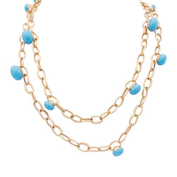 Sautoir Pomellato, "Capri", or rose, céramique turquoise. - Castafiore