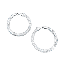 Boucles d'oreilles créoles "Tube", Chaumet, or blanc et diamants.