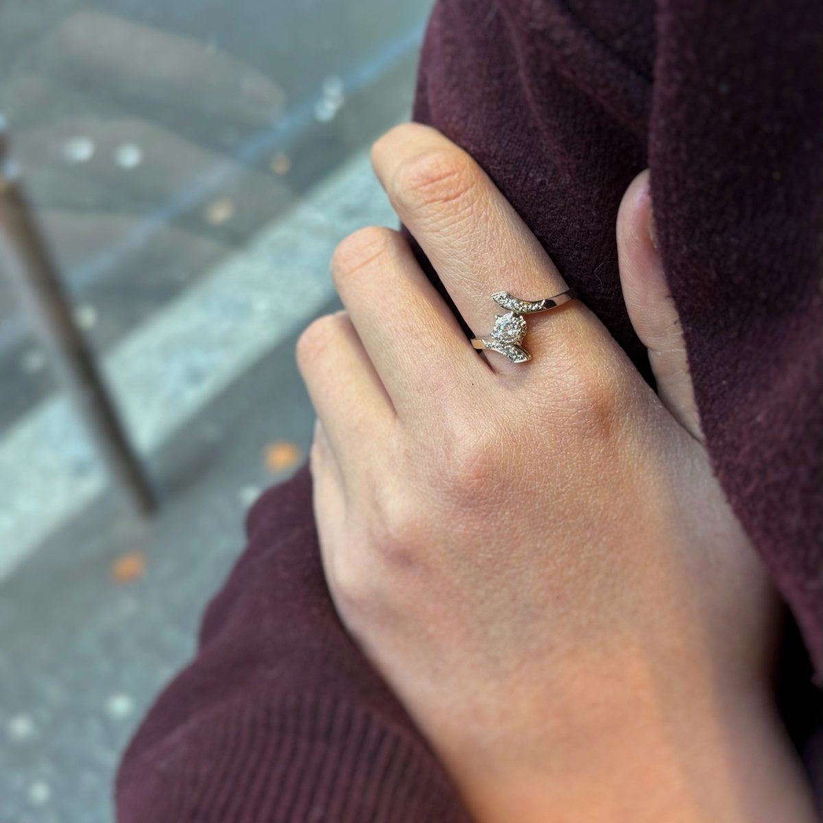 Solitaire accompagné - Or blanc & Diamants - Castafiore