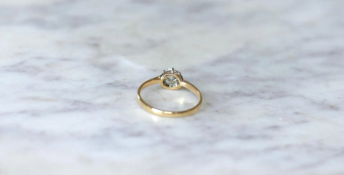 Solitaire Ancien Diamant 0,35Ct Or et Platine - Castafiore
