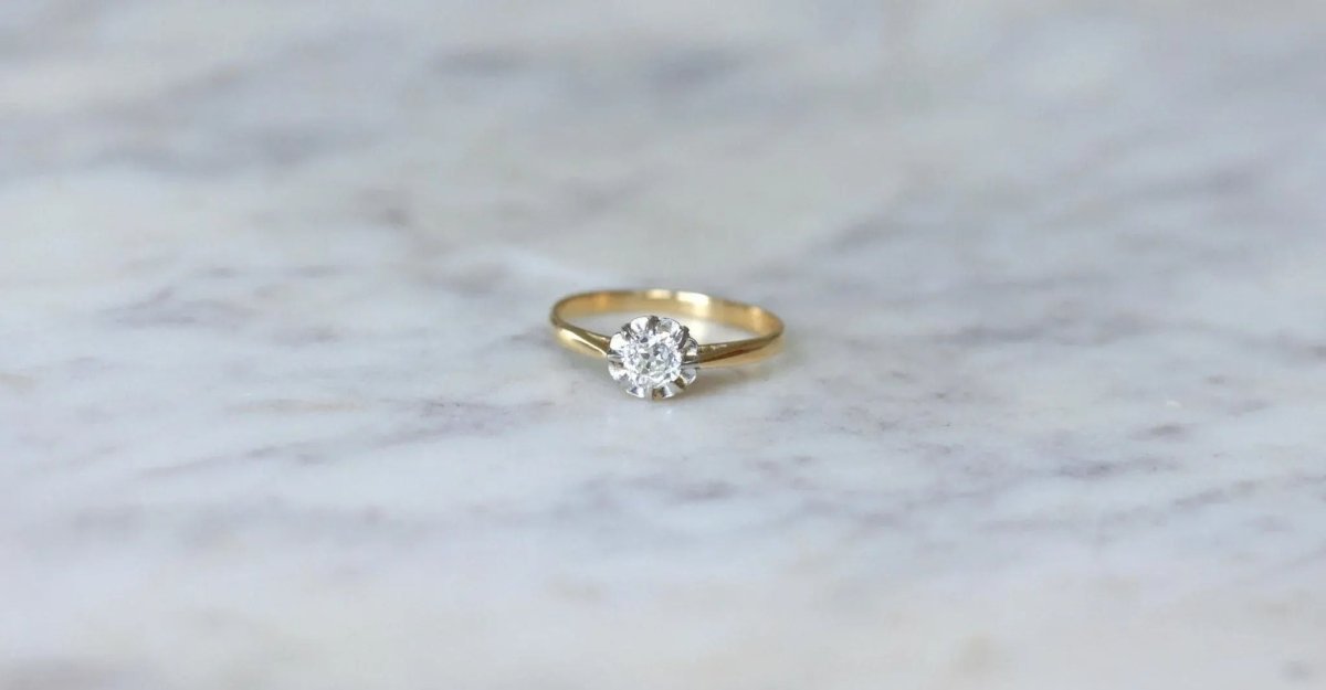 Solitaire Ancien Diamant 0,35Ct Or et Platine - Castafiore