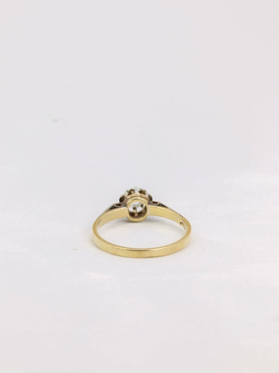 Solitaire ancien or diamant taille rose 0,1 ct - Castafiore