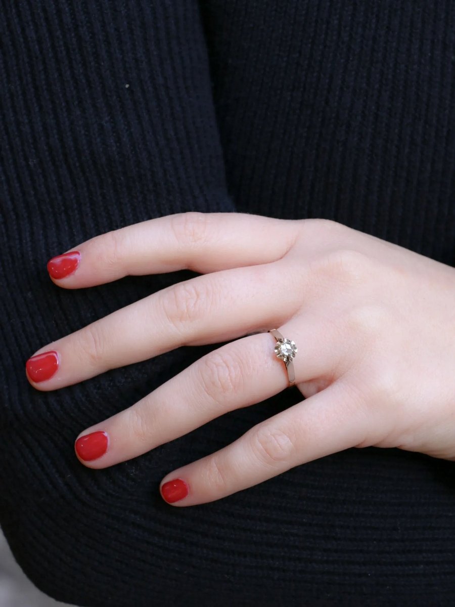 Solitaire ancien or diamant taille rose 0,1 ct - Castafiore