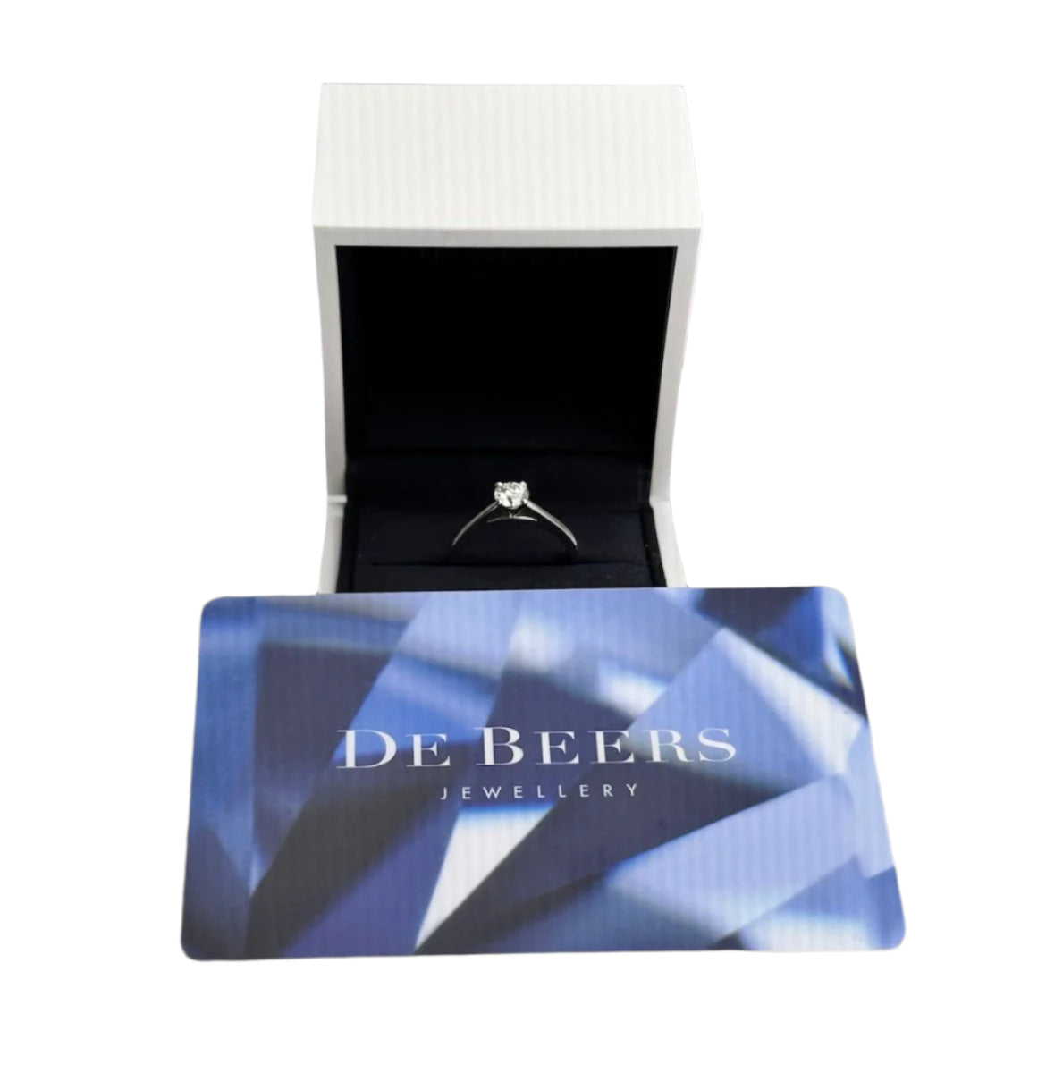 Solitaire De Beers en Platine DB Classic avec diamant brillant de 0,40 Cts H - SI2 de 2016. Full set. taille 48. - Castafiore