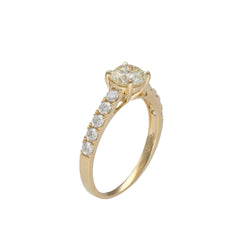 Solitaire diamond - 18k yellow gold - diamond Central 1.00 ct M-VS2 - Shouldered diamonds Diamonds 0.41 ct - Size 53-54