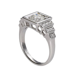 Solitaire diamant de 1,00 Cts H - Pur en or gris 18k . (HRD). Taille 52 - Castafiore