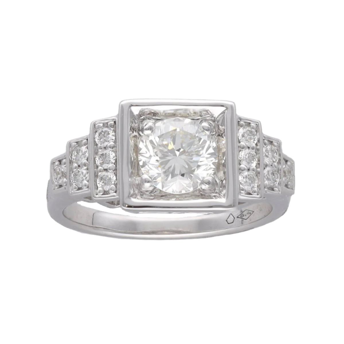 Solitaire diamant de 1,00 Cts H - Pur en or gris 18k . (HRD). Taille 52 - Castafiore