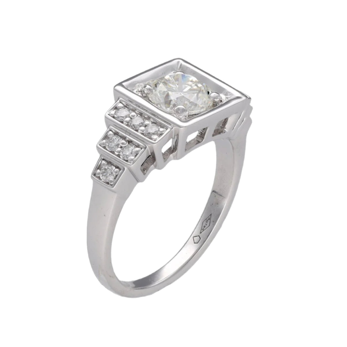 Solitaire diamant de 1,00 Cts H - Pur en or gris 18k . (HRD). Taille 52 - Castafiore