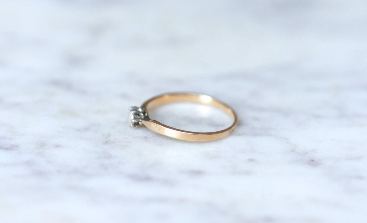 Solitaire diamant sur or rose et argent - Castafiore