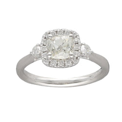 Solitaire Diamant taille Coussin de 0,94 Cts K - VS2. Platine. Taille 52. - Castafiore