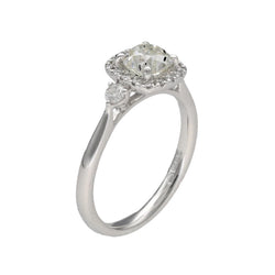 Solitaire Diamant taille Coussin de 0,94 Cts K - VS2. Platine. Taille 52. - Castafiore