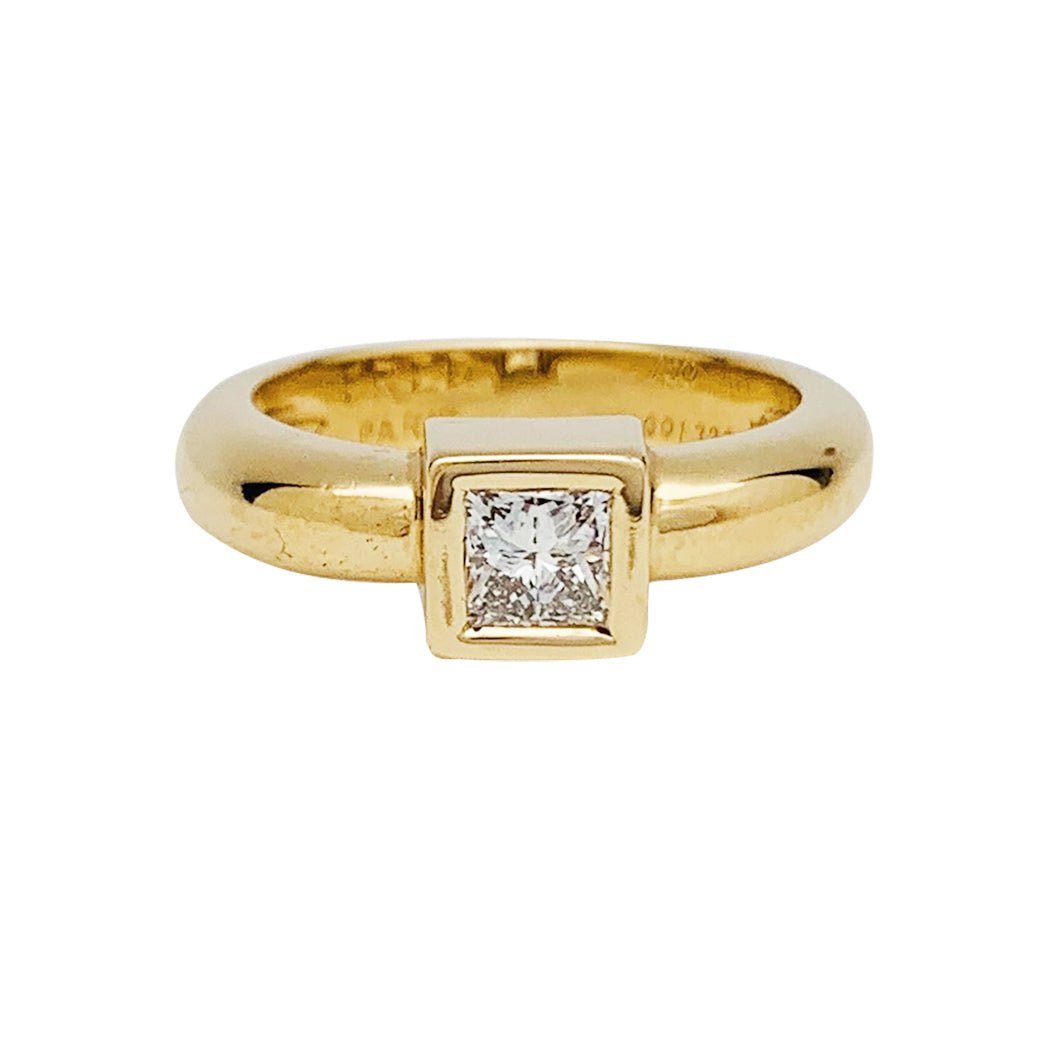 Solitaire Fred Paris diamant princesse, or jaune. - Castafiore
