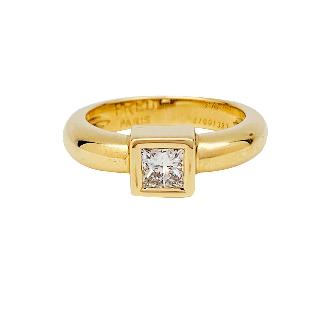 Solitaire Fred Paris diamant princesse, or jaune. - Castafiore
