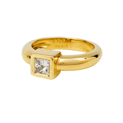 Solitaire Fred Paris diamant princesse, or jaune. - Castafiore